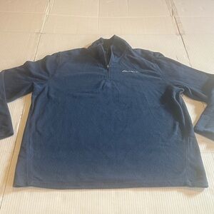 Eddie Bauer Navy Blue Quarter-Zip soft comfortable Fleece Pullover unisex large